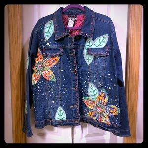 NWT Embellished & beaded plus-size jean jacket